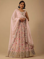 Tulsi Art Gorgeous Peach Digital Printed Organza Sangeet Wear Lehenga Choli | Grocsy