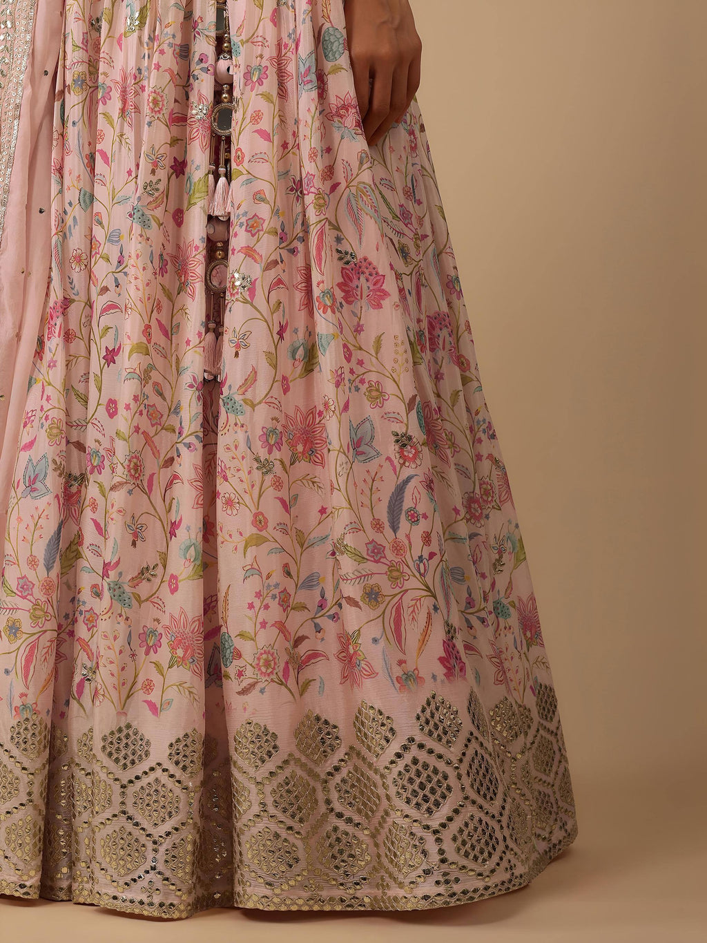 Tulsi Art Gorgeous Peach Digital Printed Organza Sangeet Wear Lehenga Choli | Grocsy