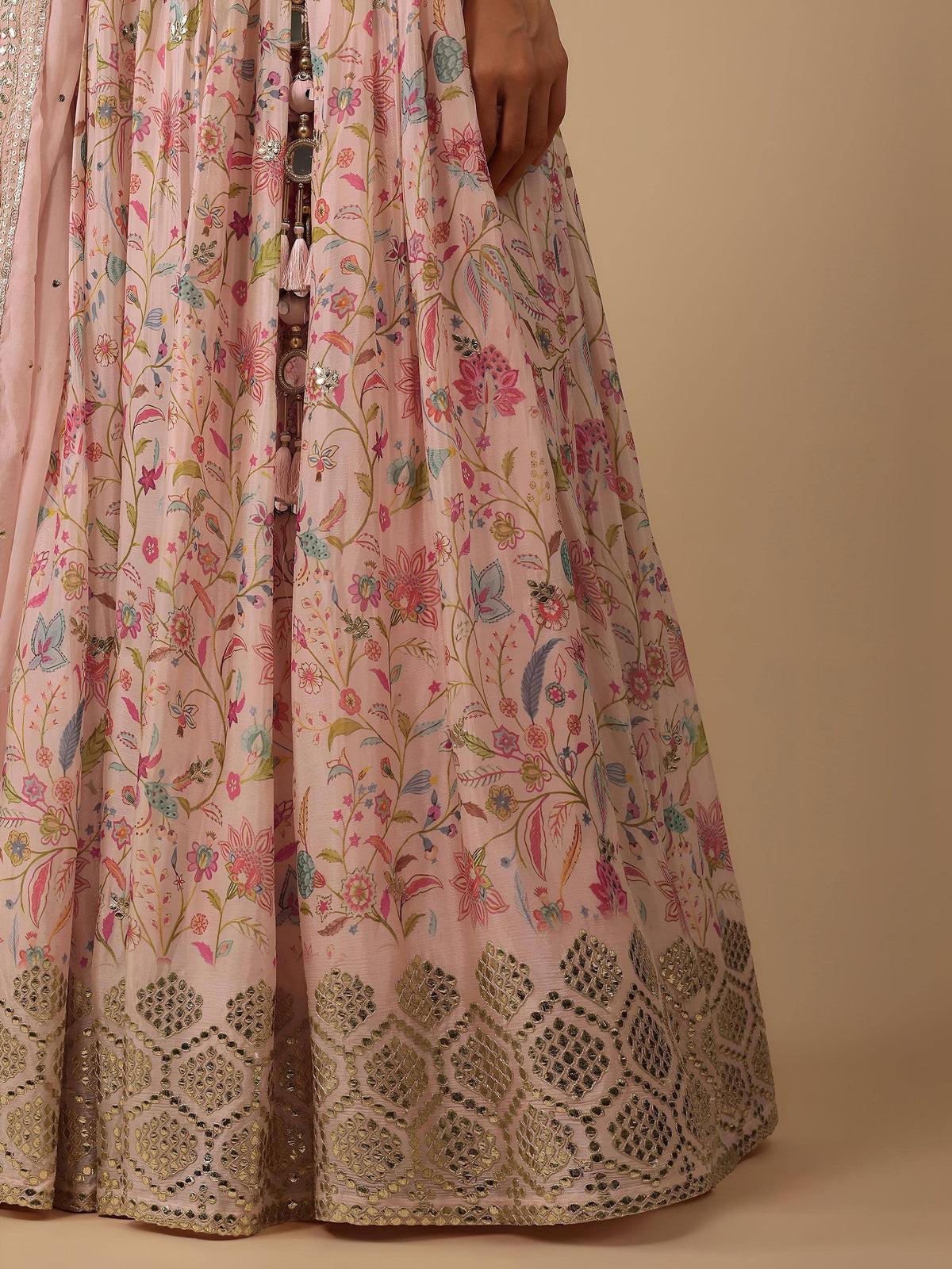 Tulsi Art Gorgeous Peach Digital Printed Organza Sangeet Wear Lehenga Choli | Grocsy