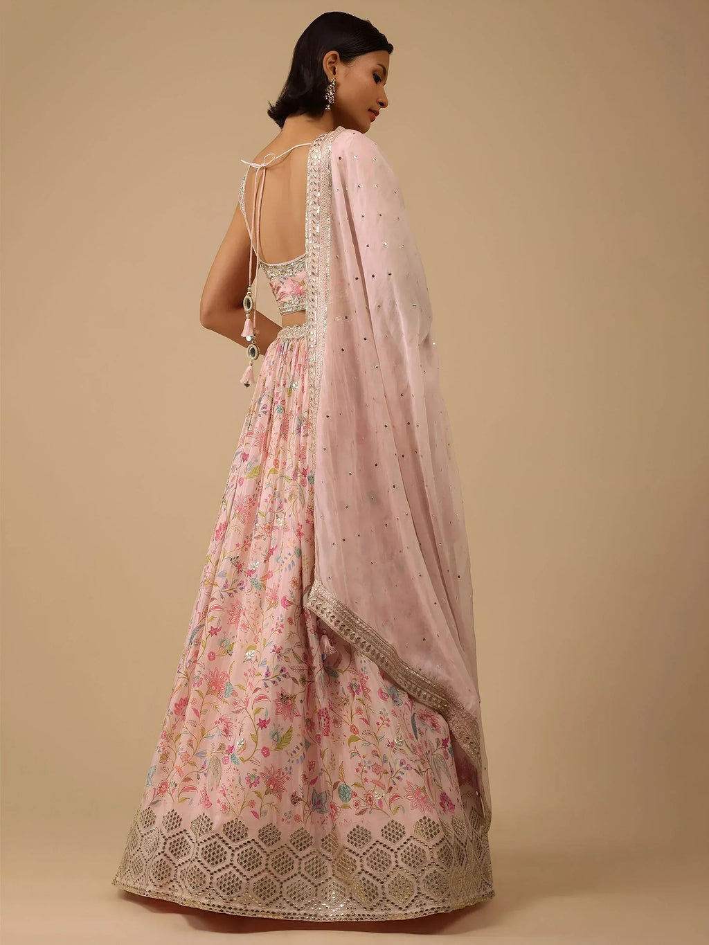 Tulsi Art Gorgeous Peach Digital Printed Organza Sangeet Wear Lehenga Choli | Grocsy