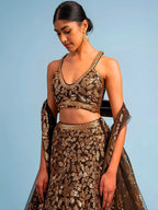 Tulsi Art Super Brown Sequins Net Reception Wear Lehenga Choli With Dupatta | Grocsy