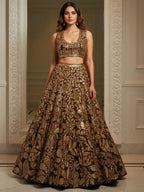 Tulsi Art Elegant Brown Fully Sequins Net Reception Wear Lehenga Choli | Grocsy