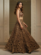 Tulsi Art Elegant Brown Fully Sequins Net Reception Wear Lehenga Choli | Grocsy