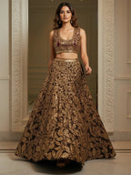 Tulsi Art Elegant Brown Fully Sequins Net Reception Wear Lehenga Choli | Grocsy