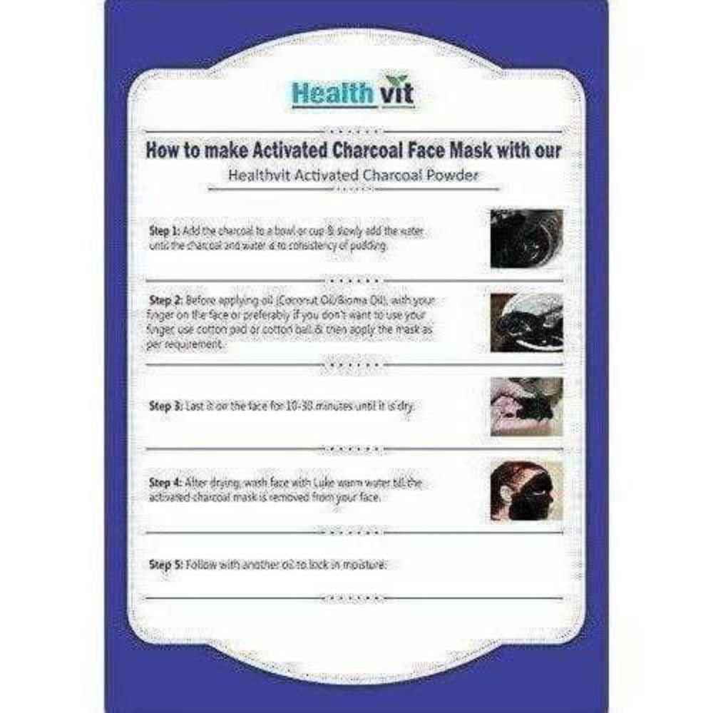 HealthVit Activated Charcoal Powder - 100 g | Grocsy