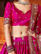 Tulsi Art Marvelous Hot Pink Sequins Embroidered Silk Lehenga Choli | Grocsy