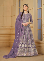 Monjolika Fashion Faux Georgette Lavender Anarkali Salwar Kameez | Grocsy