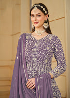 Monjolika Fashion Faux Georgette Lavender Anarkali Salwar Kameez | Grocsy