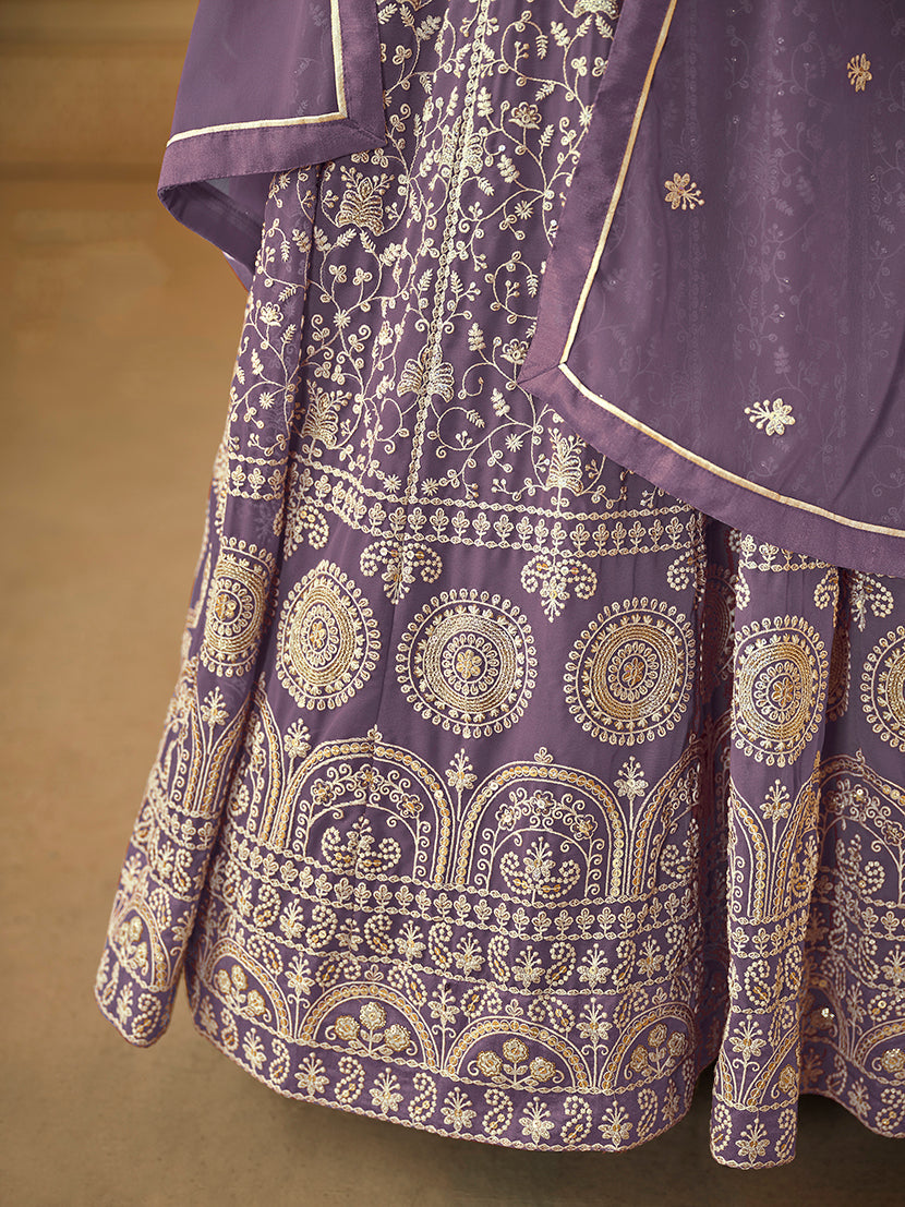 Monjolika Fashion Faux Georgette Lavender Anarkali Salwar Kameez | Grocsy