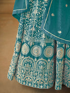 Monjolika Fashion Faux Georgette Teal Anarkali Salwar Kameez | Grocsy