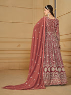 Monjolika Fashion Faux Georgette Light Brown Anarkali Salwar Kameez | Grocsy