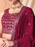 Tulsi Art Stunning Dark Pink Sequins Georgette Lehenga Choli With Dupatta | Grocsy