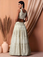 Tulsi Art Awesome White Sequins Georgette Festival Wear Lehenga Choli With Dupatta | Grocsy