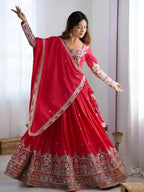 Tulsi Art Magnetic Pink Coding Work Crepe Silk Designer Lehenga Choli | Grocsy