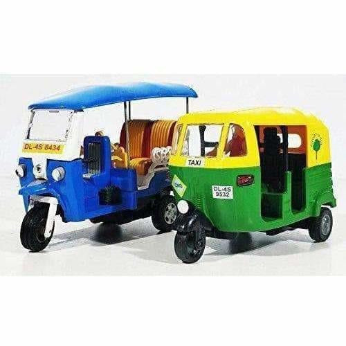 Indian Iconic Tuktuk-CNG Auto Rickshaw Toy (Blue & Green)- Pack Of 2 | Grocsy