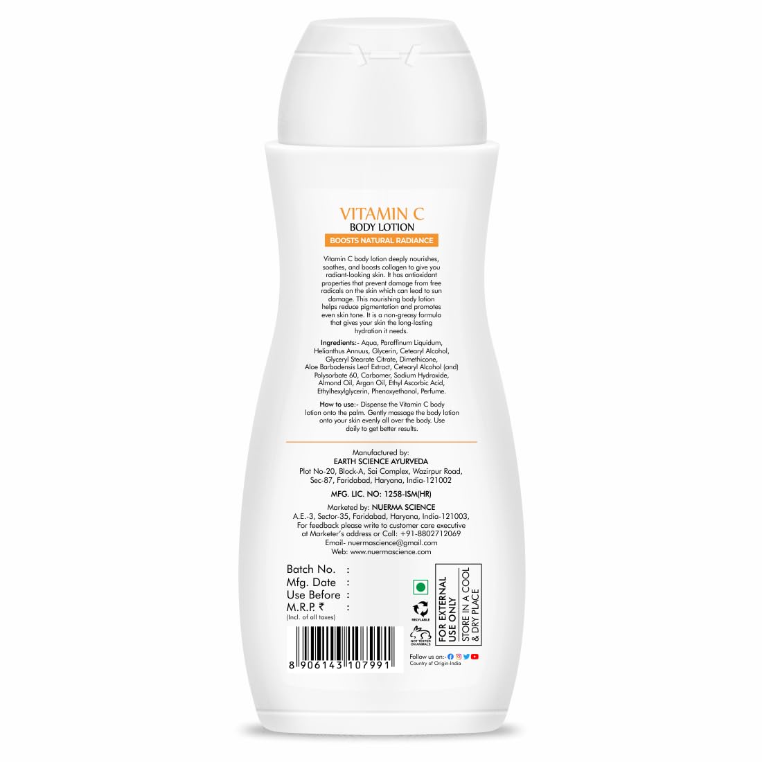 Nuerma Science Vitamin C Moisturizing Body Lotion | Deep Hydrating & Nourishing Body Lotion | Grocsy