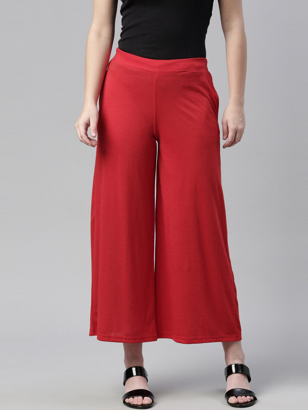 Souchii Women Red Knitted Palazzos | Grocsy