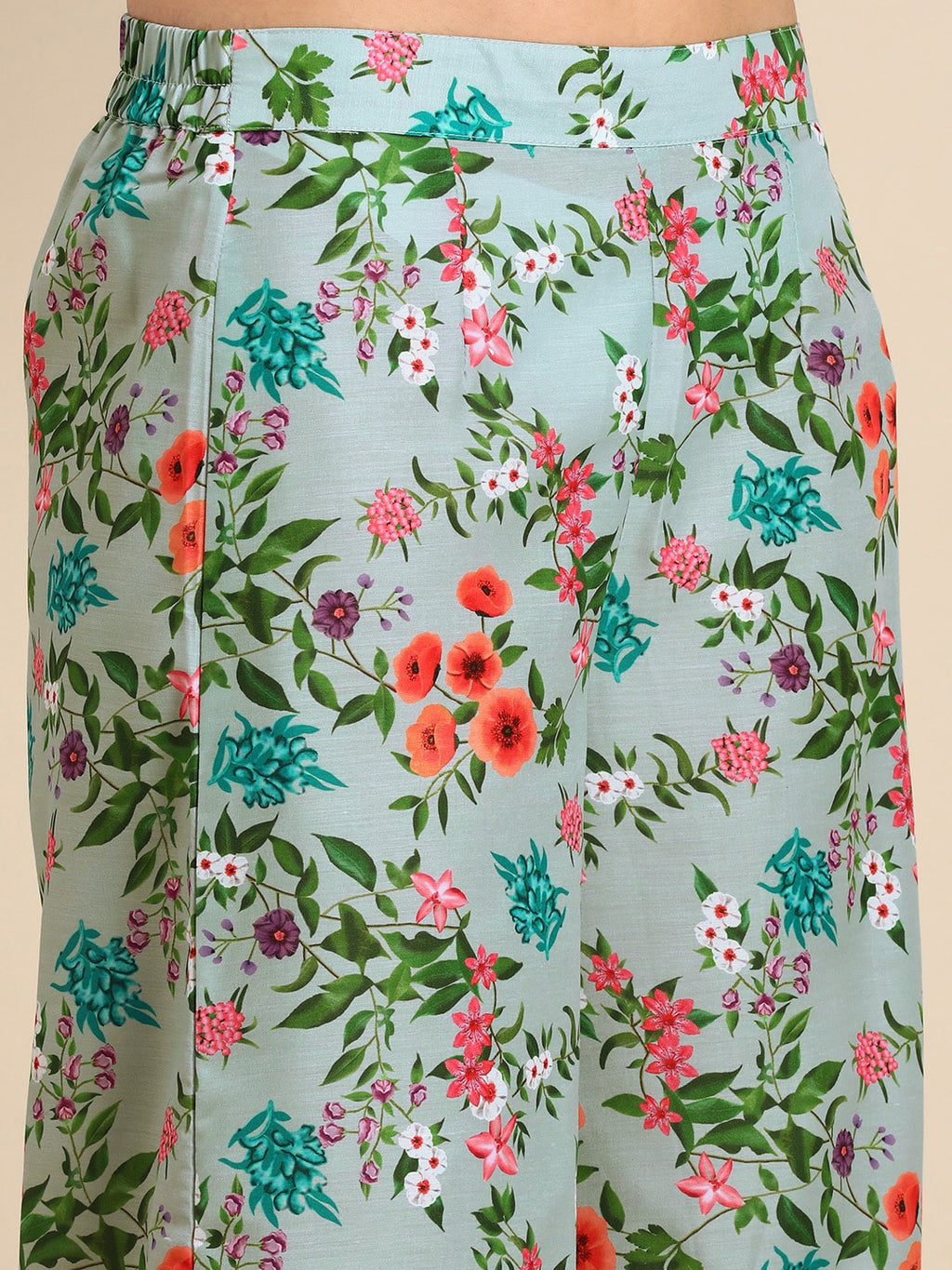 Sangria Women V-Neck Floral Printed Regular Kurta with Palazzos & With Dupatta | Grocsy