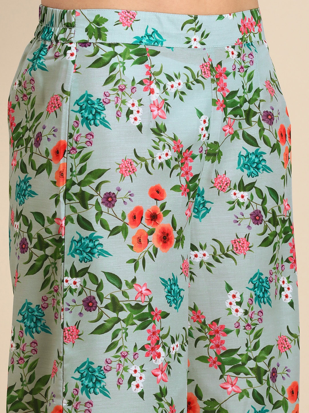 Sangria Women V-Neck Floral Printed Regular Kurta with Palazzos & With Dupatta | Grocsy
