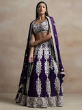 Tulsi Art Bewitching Purple Thread Work Georgette Festival Wear Lehenga Choli | Grocsy