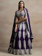 Tulsi Art Bewitching Purple Thread Work Georgette Festival Wear Lehenga Choli | Grocsy