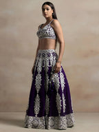 Tulsi Art Bewitching Purple Thread Work Georgette Festival Wear Lehenga Choli | Grocsy