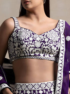 Tulsi Art Bewitching Purple Thread Work Georgette Festival Wear Lehenga Choli | Grocsy