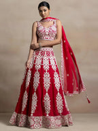 Tulsi Art Attractive Red Thread Work Georgette Sangeet Wear Lehenga Choli | Grocsy