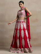 Tulsi Art Attractive Red Thread Work Georgette Sangeet Wear Lehenga Choli | Grocsy