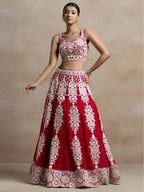 Tulsi Art Attractive Red Thread Work Georgette Sangeet Wear Lehenga Choli | Grocsy