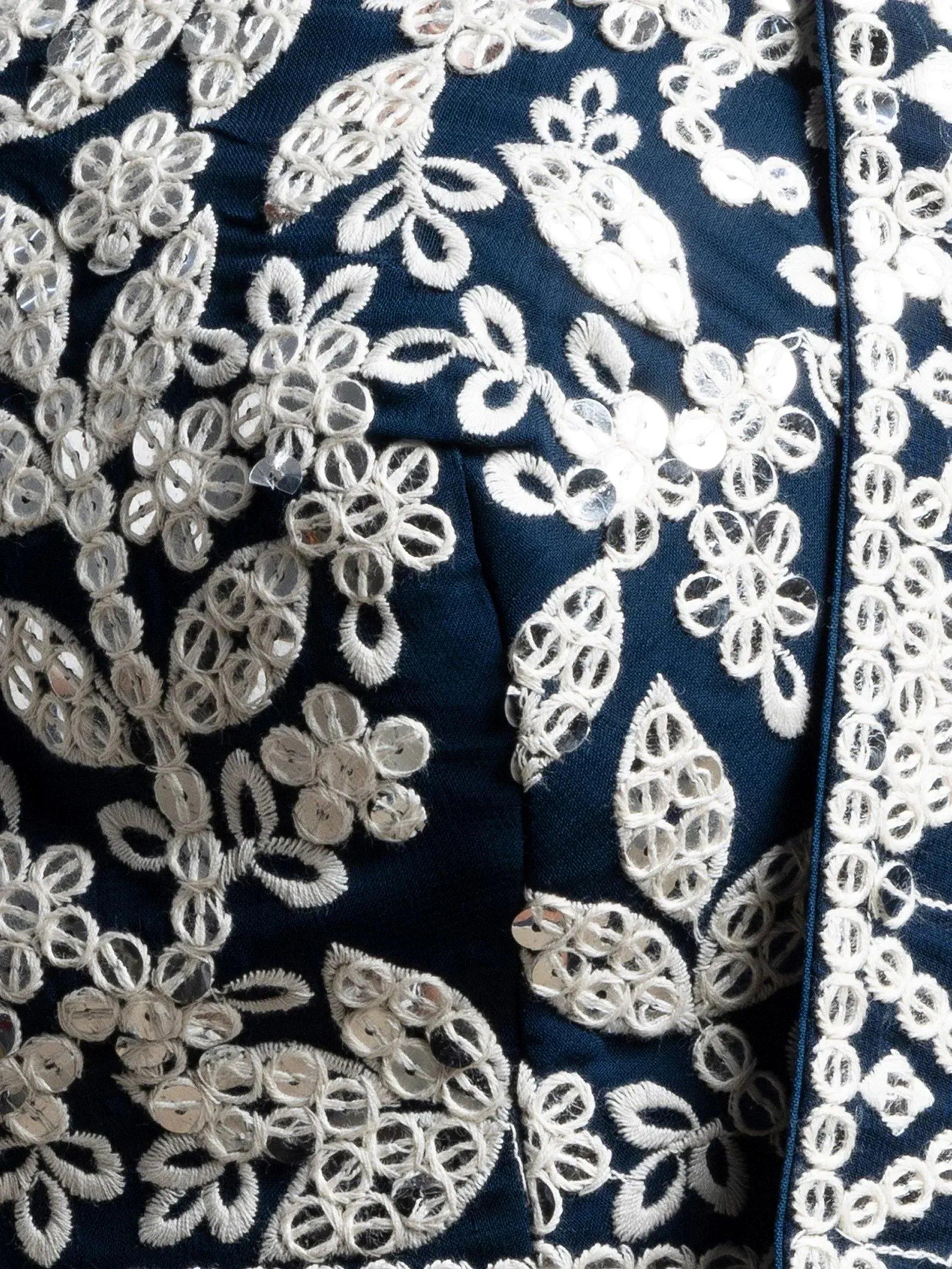 Tulsi Art Great Navy Blue Thread Embroidered Georgette Wedding Lehenga Choli | Grocsy