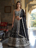 Tulsi Art Classic Black Sequins Embroidered Georgette Wedding Wear Lehenga Choli | Grocsy