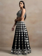 Tulsi Art Incredible Black Thread Embroidered Georgette Lehenga Choli | Grocsy
