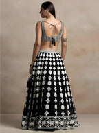 Tulsi Art Incredible Black Thread Embroidered Georgette Lehenga Choli | Grocsy