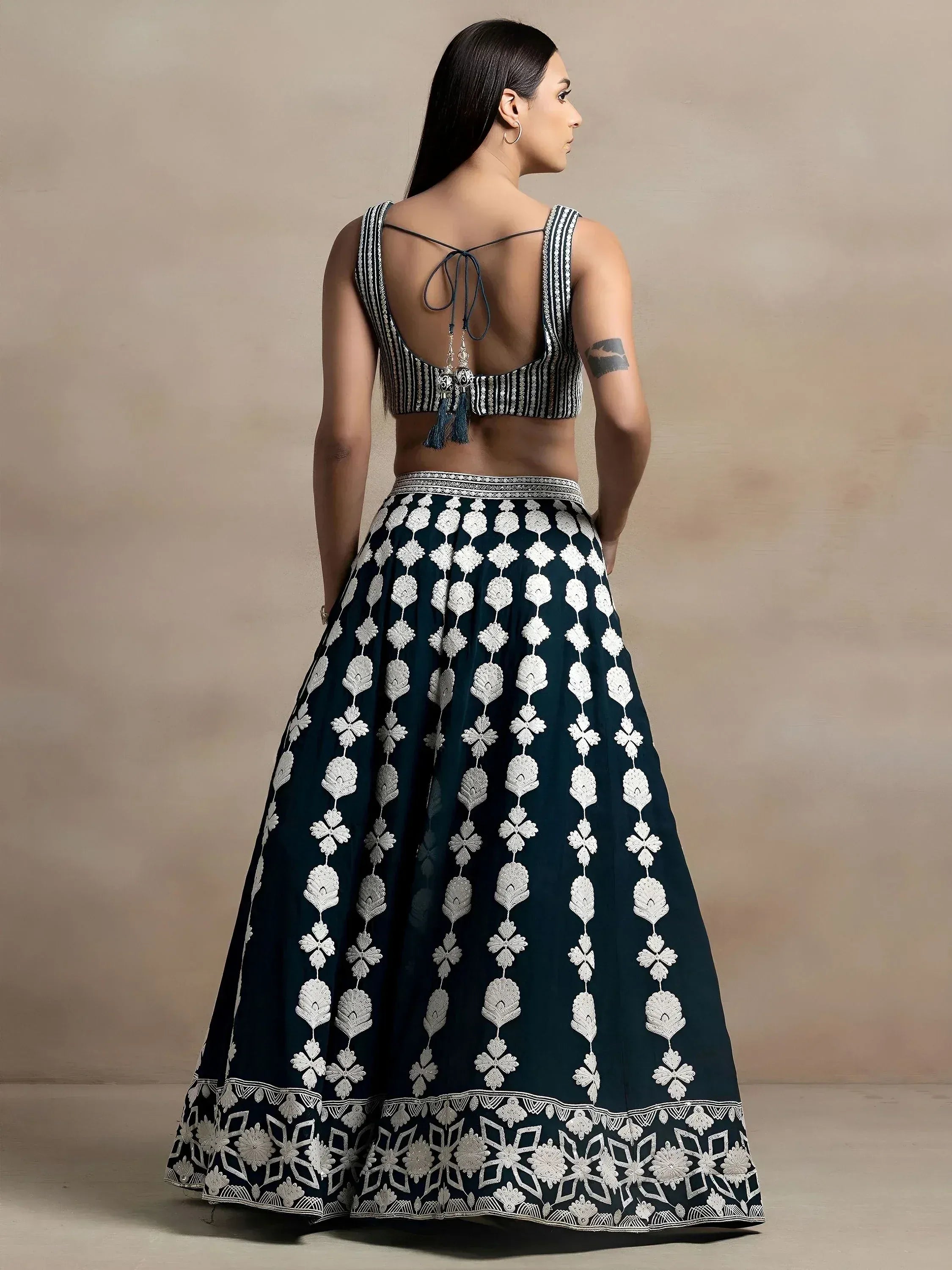 Tulsi Art Lovely Dark Green Thread Work Georgette Festival Wear Lehenga Choli | Grocsy