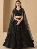 Tulsi Art Captivating Black Thread Work Georgette Party Wear Lehenga Choli | Grocsy