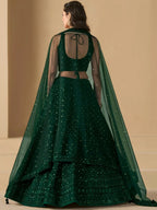 Tulsi Art Amazing Bottle Green Sequins Work Georgette Mehendi Wear Lehenga Choli | Grocsy