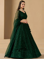 Tulsi Art Amazing Bottle Green Sequins Work Georgette Mehendi Wear Lehenga Choli | Grocsy