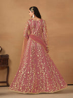 Monjolika Fashion Net Embroidered Pant Style Suit In Pink | Grocsy