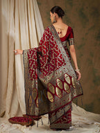 Sangria Woven Design Zari Kanjeevaram Saree | Grocsy