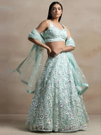 Tulsi Art Attractive Blue Sequins Net Designer Lehenga Choli With Dupatta | Grocsy