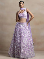 Tulsi Art Adorable Lavender Sequins Net Bridesmaid Lehenga Choli With Dupatta | Grocsy