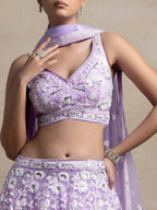 Tulsi Art Adorable Lavender Sequins Net Bridesmaid Lehenga Choli With Dupatta | Grocsy
