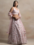 Tulsi Art Precious Pink Sequins Net Engagement Wear Lehenga Choli With Dupatta | Grocsy