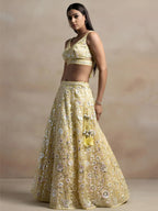 Tulsi Art Beautiful Yellow Sequins Net Party Wear Lehenga Choli With Dupatta | Grocsy