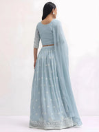 Tulsi Art Adorable Blue Thread Embroidered Georgette Party Wear Lehenga Choli | Grocsy