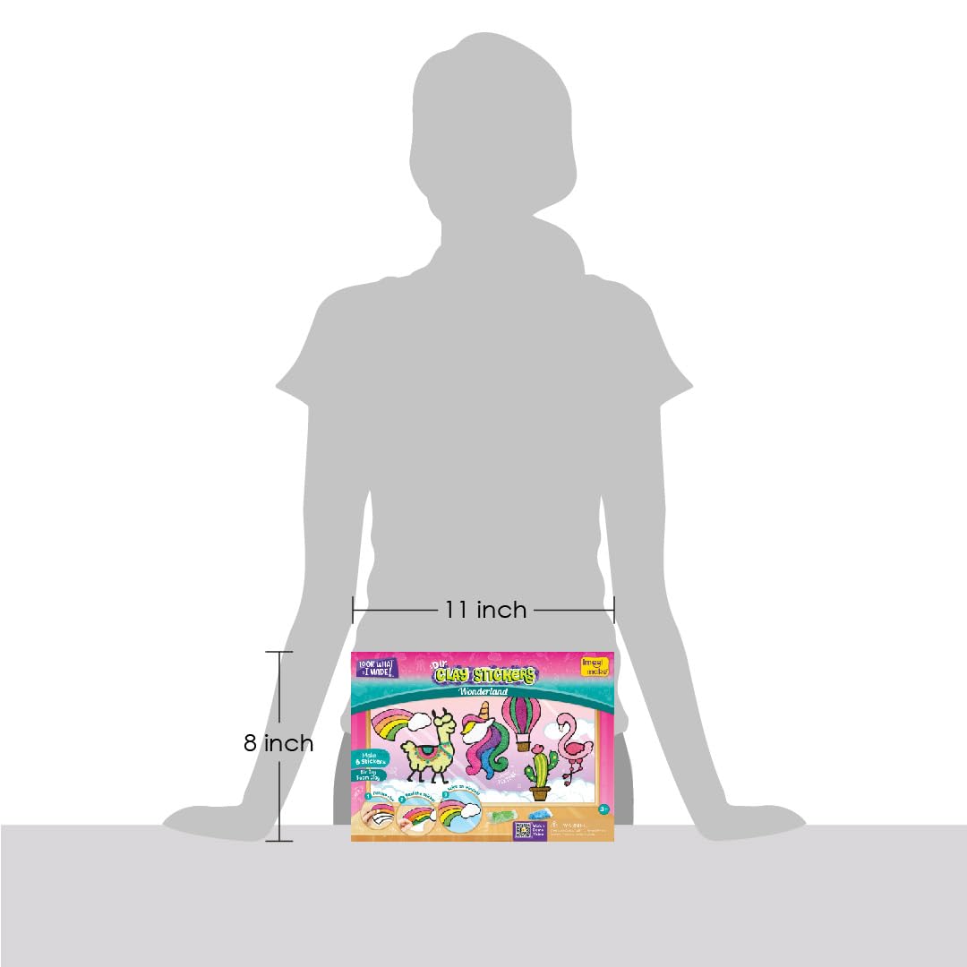 Imagimake Clay Stickers: Wonderland | No Mess Air Dry Foam Clay for Kids, 12 Clay Pouches, 8 Colors, 6 Unique DIY Stickers | Craft Supplies, Travel Toys | Birthday Gifts for Kids Ages 3 4 5 6 7 8 | Grocsy