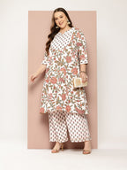 Sztori Plus Size Floral Printed Regular Gotta Patti Kurta with Palazzos | Grocsy