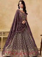 Tulsi Art Amazing Purple Zari Embroidered Georgette Wedding Wear Lehenga Choli | Grocsy