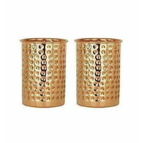 Pure Copper Glass Cup Volume 350ml - Set of 2 | Grocsy